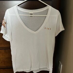 PINK Victoria's Secret White Relaxed Short Sleeve Tee